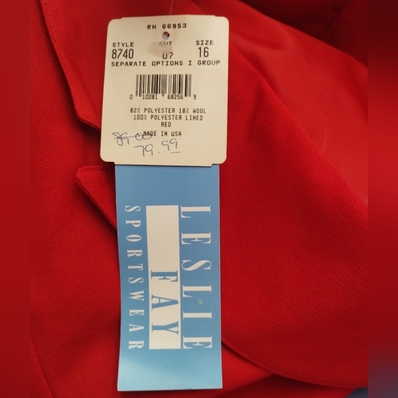 NWT Leslie Fay Sportswear women's plus size 16 red blazer jacket - Picture 10 of 10
